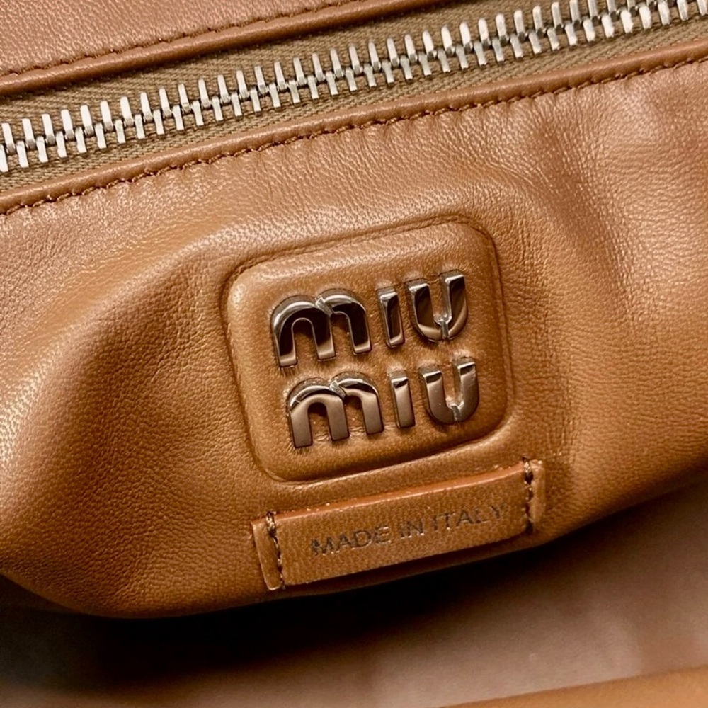 Miu Miu Top Handle Shoulder Bag Handbag Tote with Pockets in Brown Nappa Leather - Picture 5 of 14